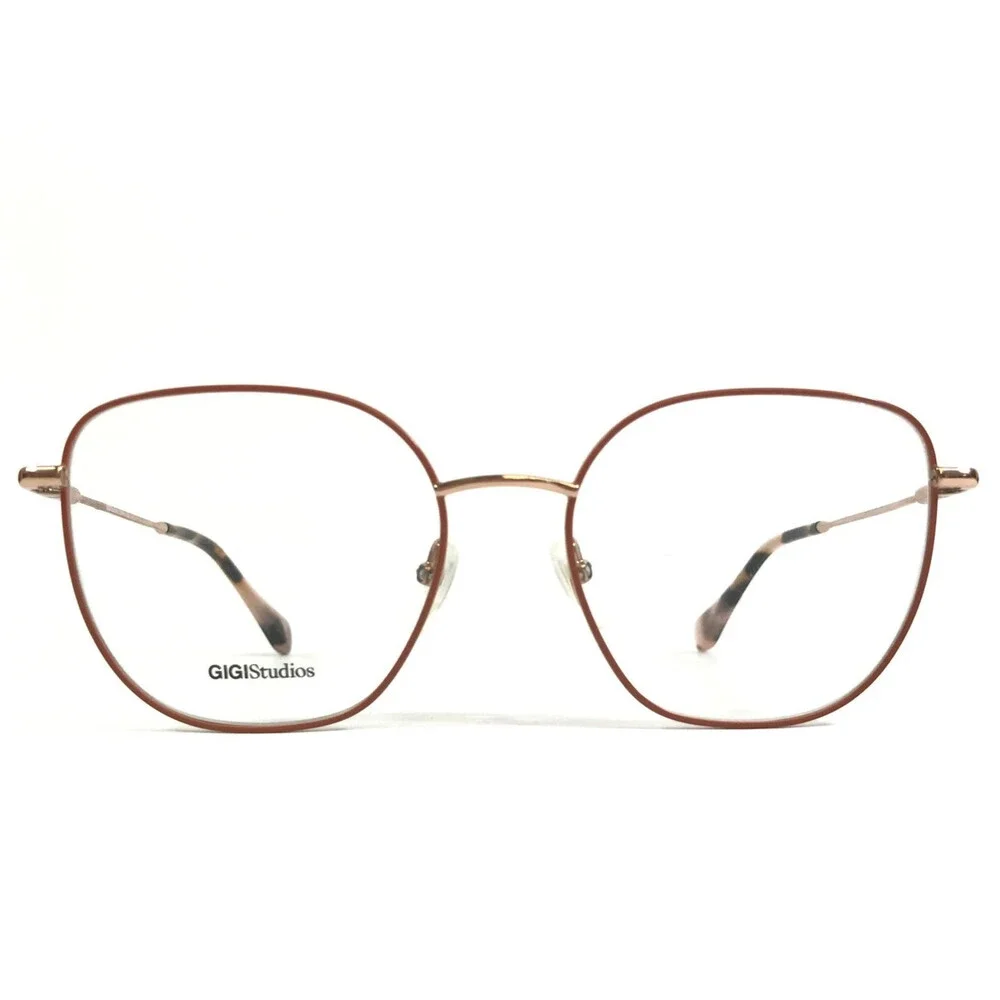 Gigi Studios Eyeglasses Frames LUZIA 64910/6 Brown Rose Gold Cat Eye 54-18-145